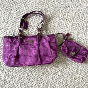 Purple Coach Purse & Wristlet/Wallet